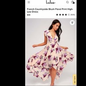 Perfect condition lulus blush floral high low wrap dress